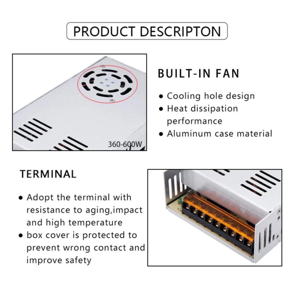 aluminio case voltage converter ac para dc 03