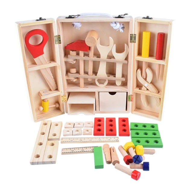 30x20.3x8cm/11.81x7.99x3.14in Tool Kit Children's Brain Game Kinderganten Lovely Dressing Educational Toy Wood Made 5