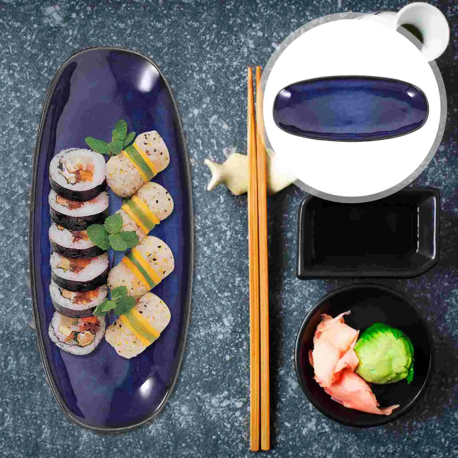 

Doitool Sushi Plate Ceramic Serving Tray Fish Plate Fruit Appetizer Serving Plate