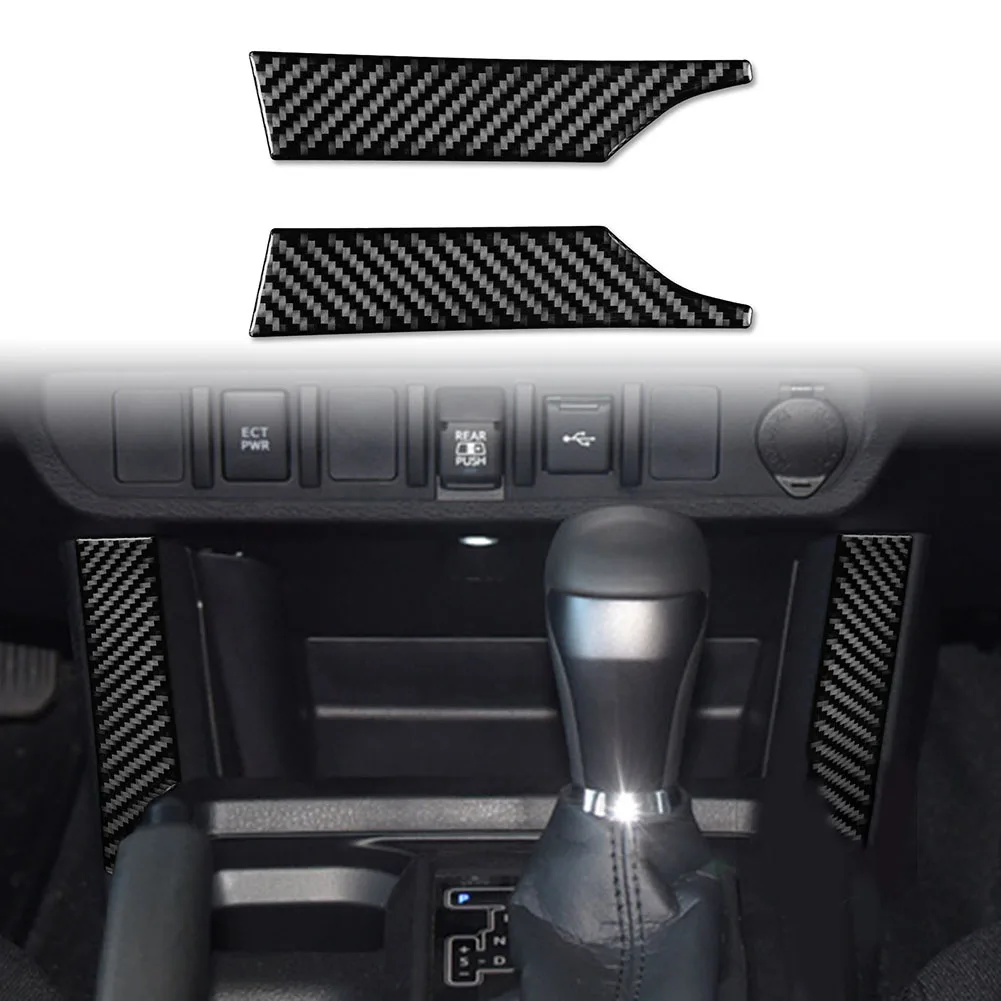 

2Pcs Carbon Fiber Interior Floor Console Cover Trim For Toyota For Tacoma 2016 2017 2018 2019 2020 2021 2022 Accessories