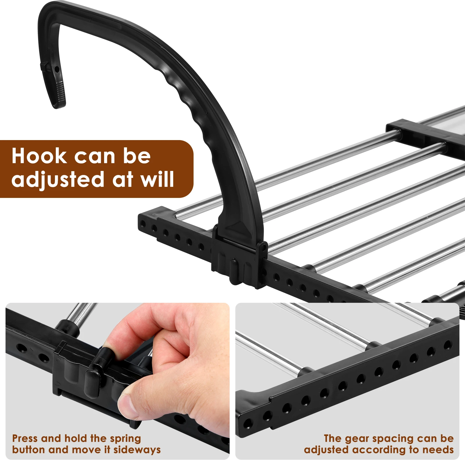 New Foldable Radiator Drying Rack Extendable Clothes Drying Hanger Stainless Steel 42-72cm Shoes Towels Drying Rack for Balcony 5