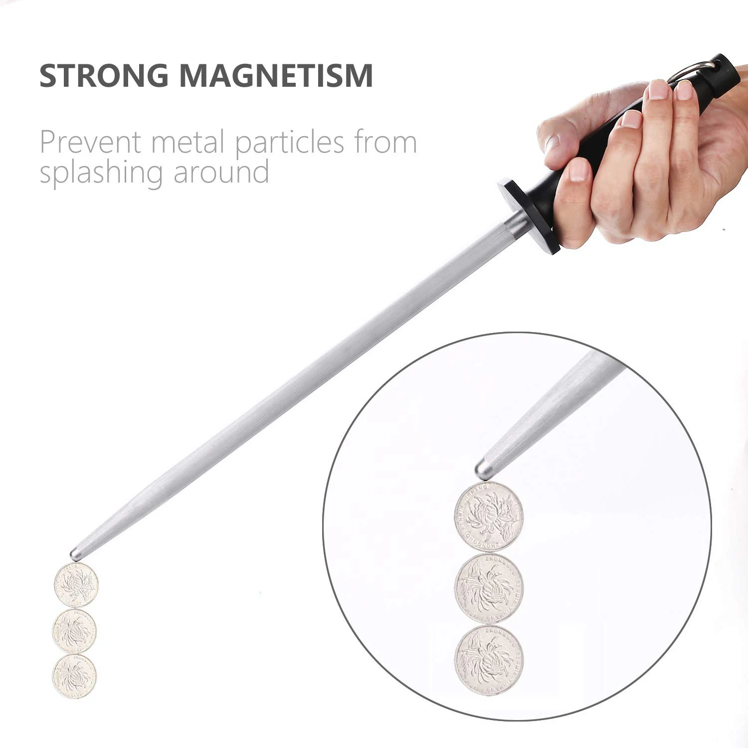 Sharpening Steel & Oval Household Sharpening Rod or Stick,Professional Chef Honing Rod, Sharpener,31Cm