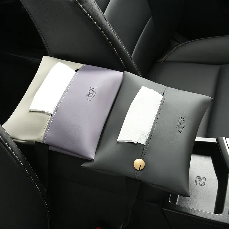 Tissue Box Premium Soft Napa Leather Car Seat Back Armrest Box Visor Tissue Cars and Homes