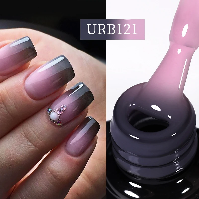 UR SUGAR 7ml Auroras Thermal Rubber Base Gel Polish Gradient Color Changing Chrome Gold Glitter Soak Off UV LED Nail Art Varnish