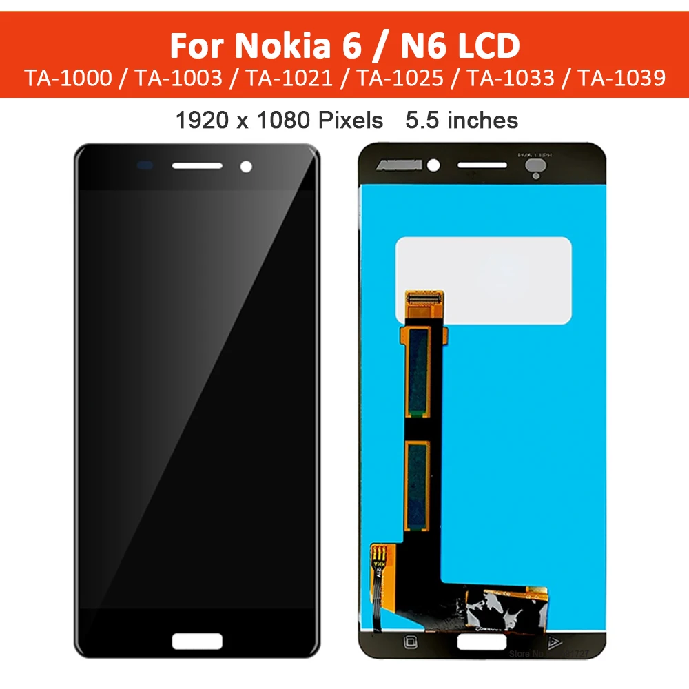 

5.5" Original LCD Display For Nokia 6 LCD N6 TA-1021 TA-1033 TA-1025 Touch Screen Digitizer Assembly For Nokia 6 LCD Replacement