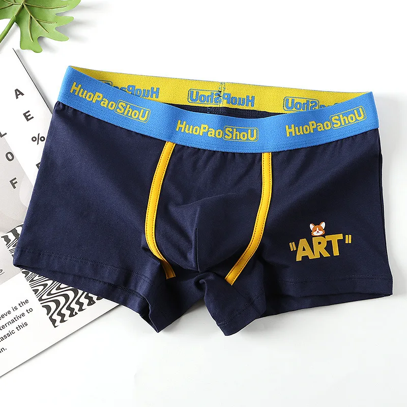 Men Convex Pouch Panties Underwear Male Cotton Boxer Shorts Mid Waist Large Fashion Personalized Solid Pant Youth New Underpants