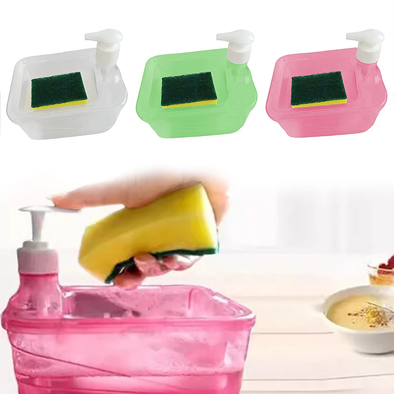 2-in-1 Hand Soap Dispenser Automatic Soap Dispenser And Scrubber Holder With Sponge Liquid With Dishwashing Brus