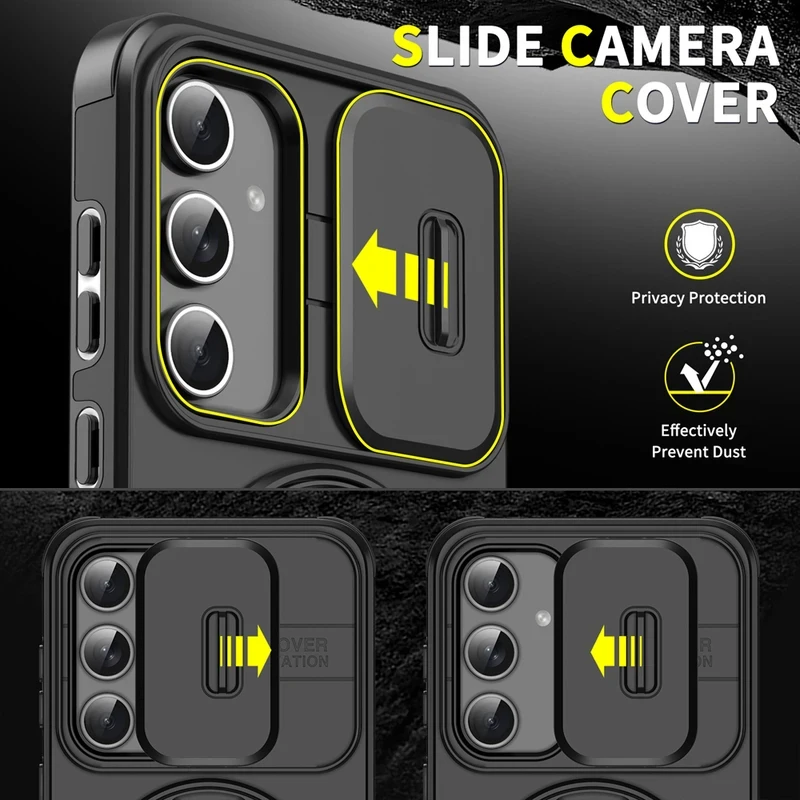 Magnetic Phone Case With Slide Camera Cover For Samsung Galaxy_voghion.com