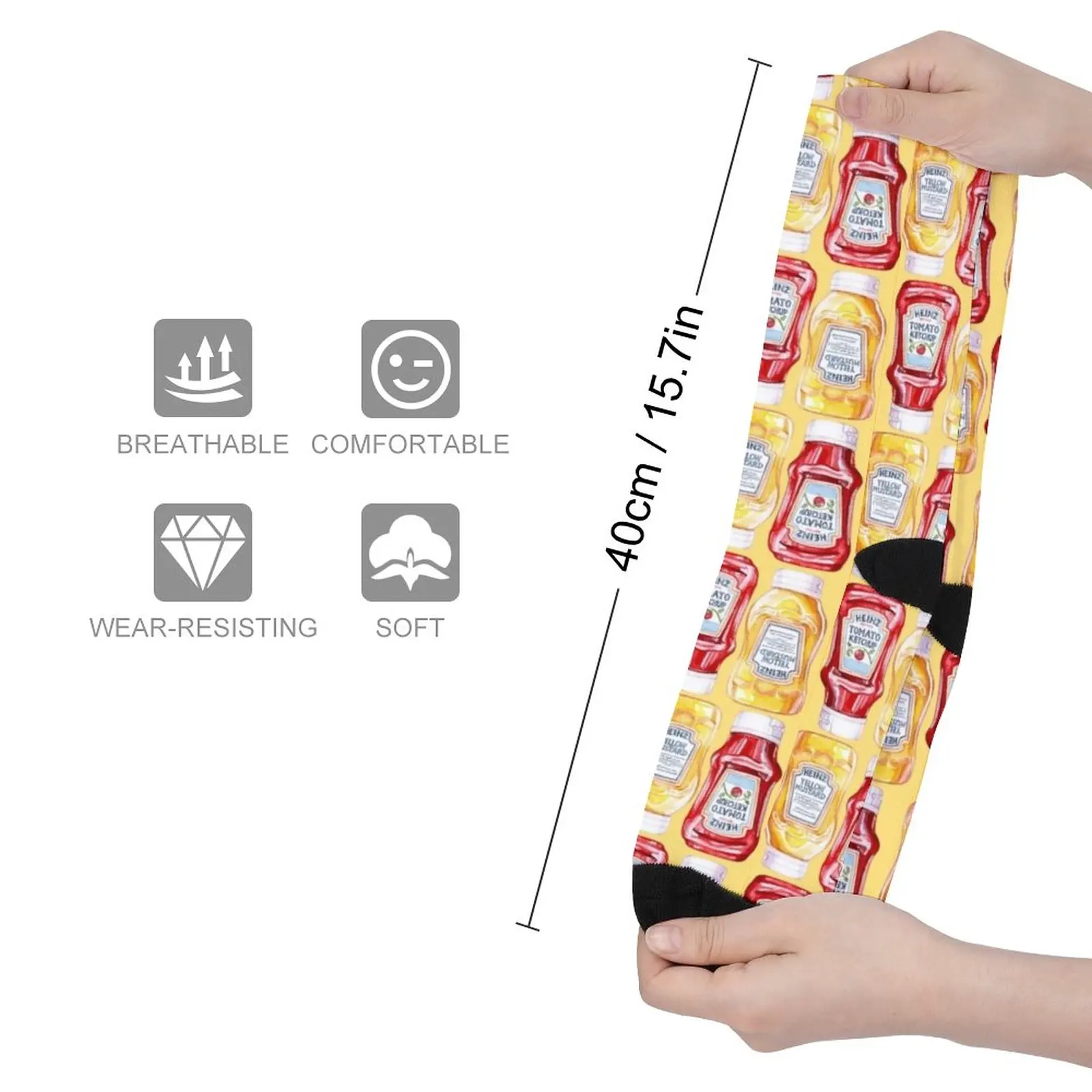 Ketchup and Mustard Pattern Socks black socks socks aesthetic cycling socks