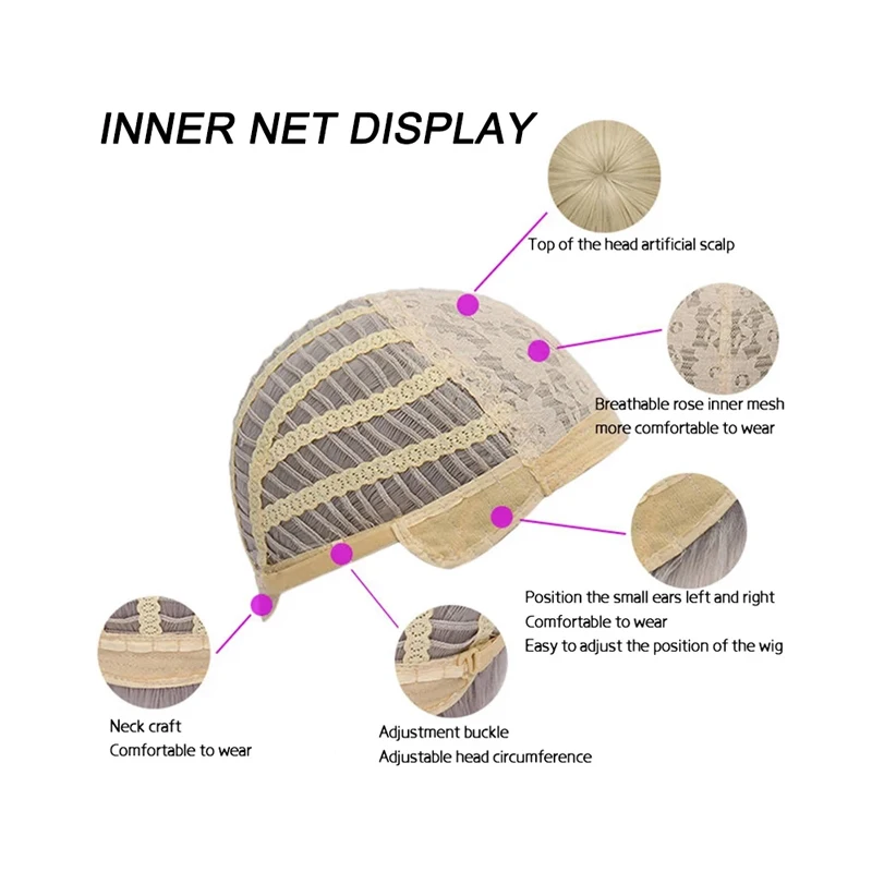 Lupu Synthetic Women Pink Wigs Cosplay Wig Long Pink Hair with Hair Bangs for Women's Halloween Costumes Christmas Party Use