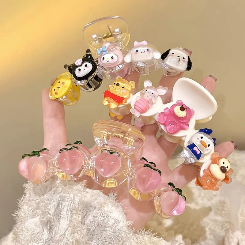 

Sanrio мультяшный зажим для волос с когтями тонкая вспышка прозрачный мультяшный зажим с акулой милая девушка сердце фотоэлемент шпилька для хвоста аксессуар