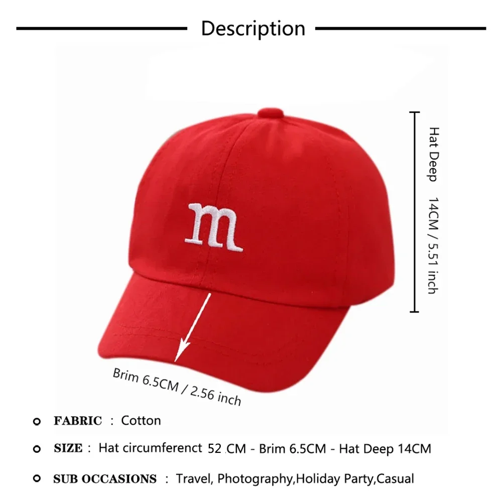 Children's Kid Baseball Cap for Girls Boy Hats Sunscreen Baby Hat Hip Hop M Letter Embroidered Kids Caps 1-6-8-12-15 Years 6