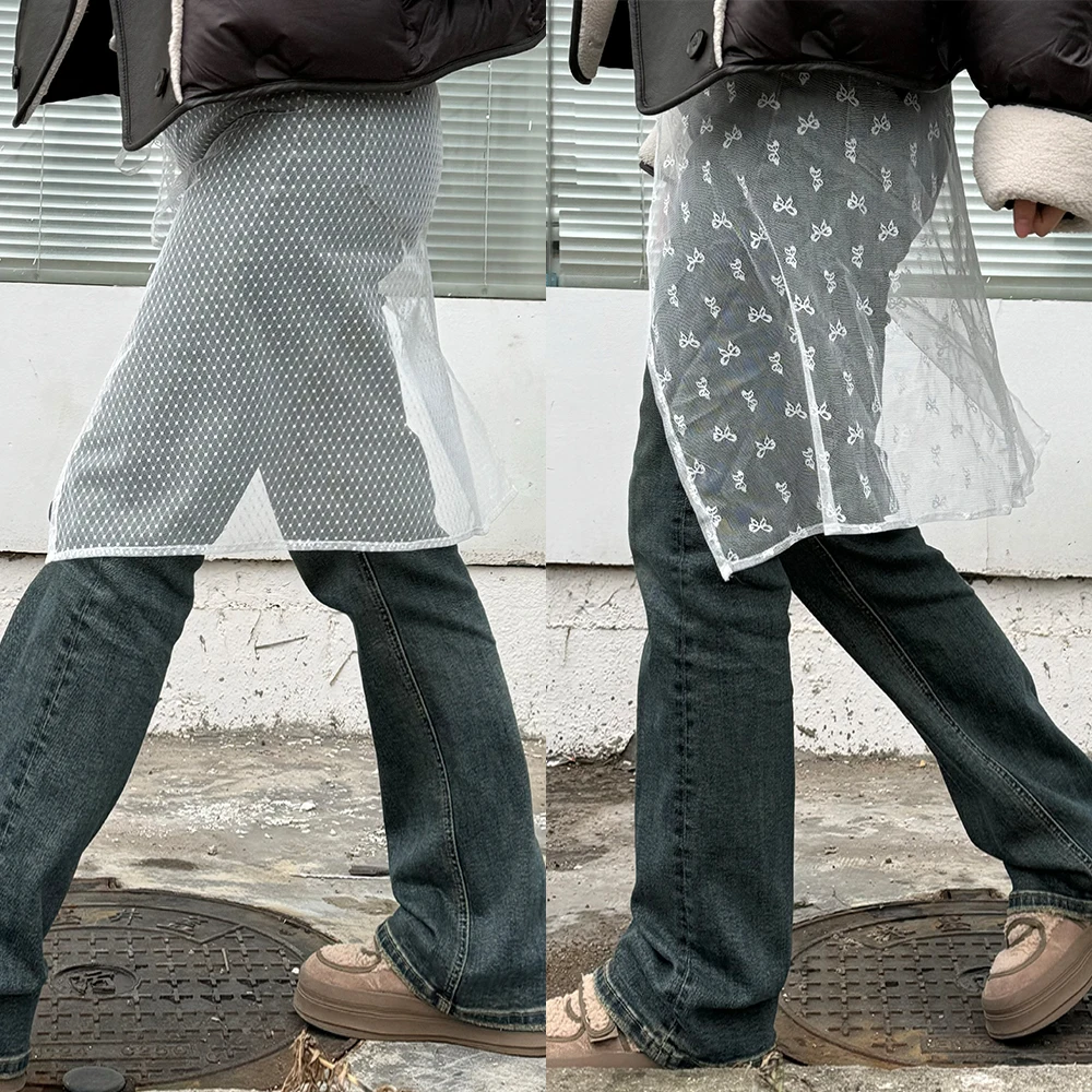 

Женская многослойная юбка-блоггер, кружевная сетчатая юбка с завязкой в Корейском стиле, Пряная джинсовая юбка для девушек, модель Y2k, 2024