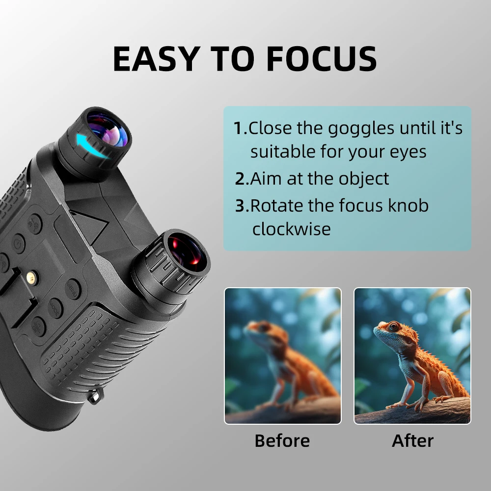 Hands-Free Head Mounted Night Vision Binocular 1080P HD Digital Infrared USB Rec