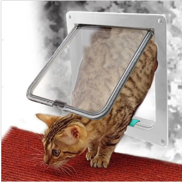 Security Lock Flap Door for Dog Cats Kitten ABS Plastic Small Pet Gate Door Kit Cat Dogs Flap Doors Dog Cat Accessories