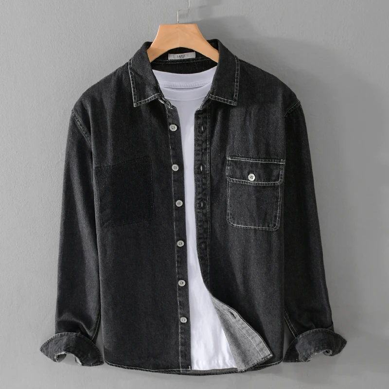 

New Arrival Long Sleeve Casual Thick Denim Cotton Brand Shirts For Men Trend Italy Quality Comfortable Top Clothes Chemise Homme