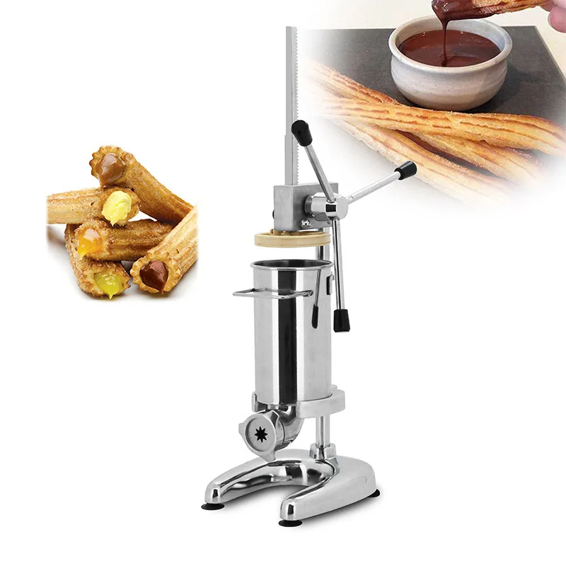 

Spanish Churros Maker Making Machine 2L 3L Fried Dough Sticks Maker Manual Latin Fruit Forming Machines with 5 Molds