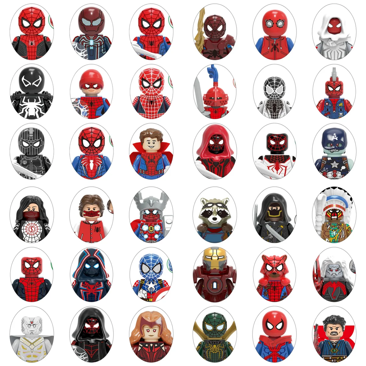 Blind Box Mini Building Blocks X0282 Figures Big Goblin Spiderman Iron Man Venom Captain Hawk Deadpool Armor Christmas Gift Toys