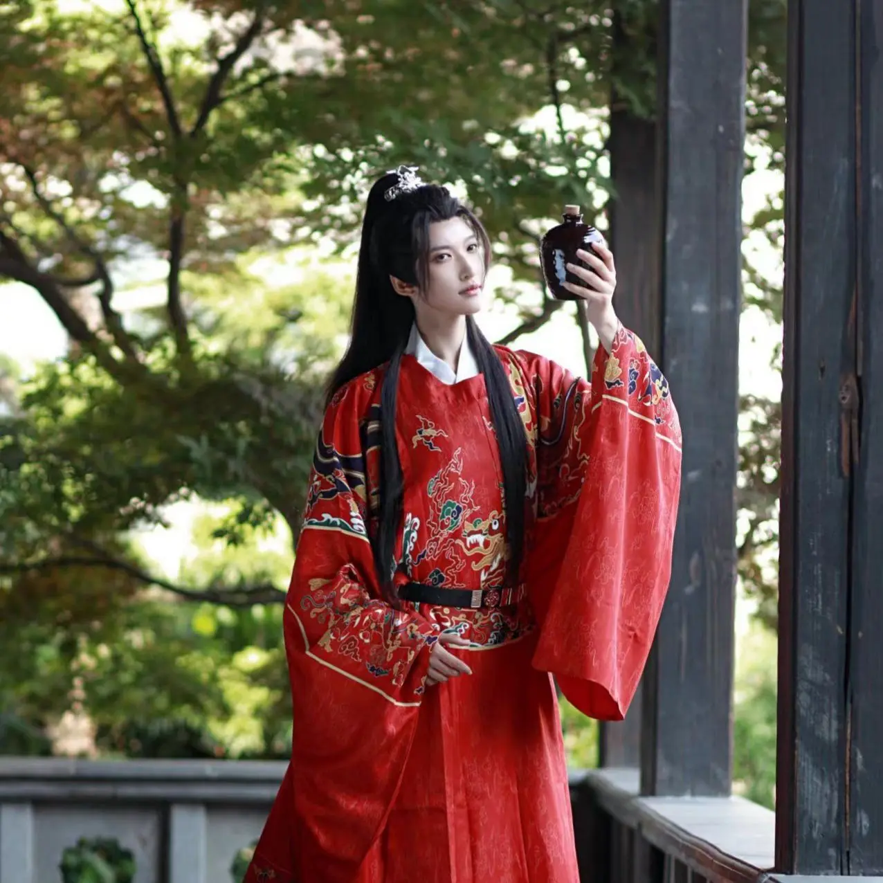 2XL Chinese Hanfu Robe Traditional Ming Dynasty Round Neck Pipa Sleeve Long Robe Cosplay Costume Oversized Hanfu Dress