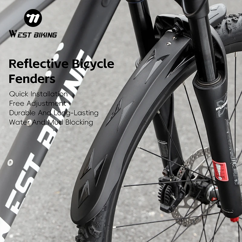 1 Pair MTB Bicycle Fender Reflective Warning Mountain Bike Front Rear Mud Guard Wings Adjustable Cycling Accessories bicycle fender