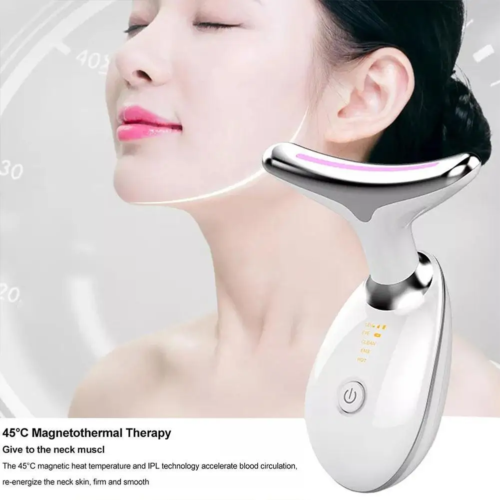 

New Neck Face Lifter Ems Neck Face Lifting Massager Anti Chin Led Device Tighten Remover Double Skin Wrinkle Photon L2a9