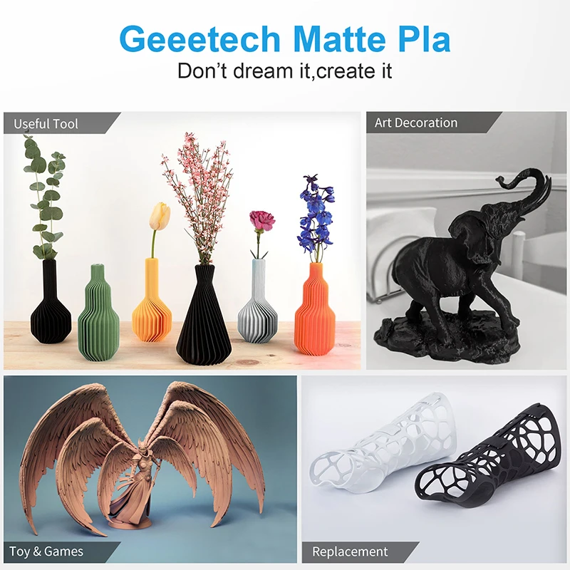 Geeetech 3d Impressora Filamento Fosco Pla Plástico 1kg 1.75 mm Emaranhado-livre 3d Impressão Consumíveis Embalagem a Vácuo Transporte Rápido - Imagem 2