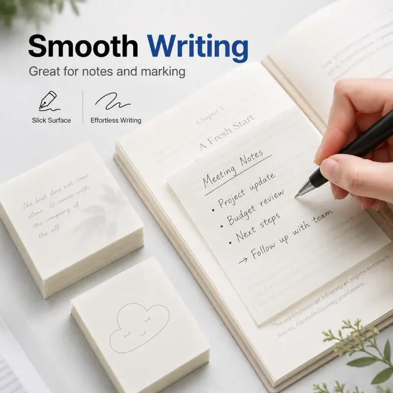 150 Fogli di Note Adesive Trasparenti, Blocchetti Memo Trasparenti per Libri, Agende, Studio, Disegno e Ufficio - immagine 3