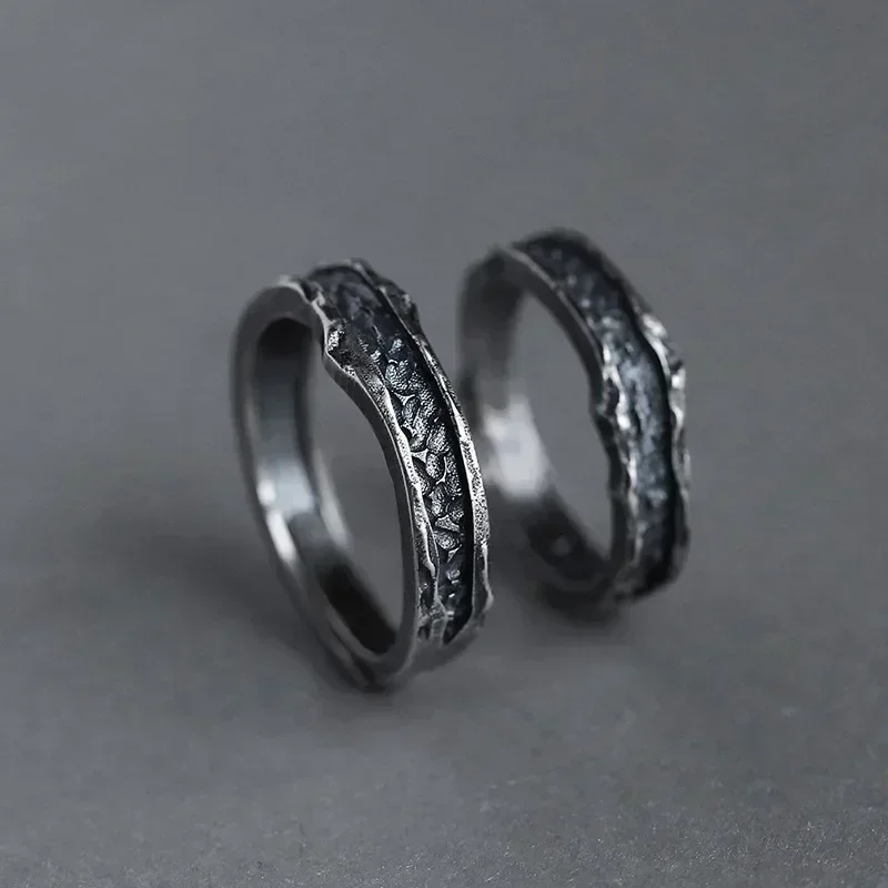 Couple Rings 1 Pair New Trendy Abyss Simple Personality Cold Wind Retro Old Student Men and Women Jewelry Gift