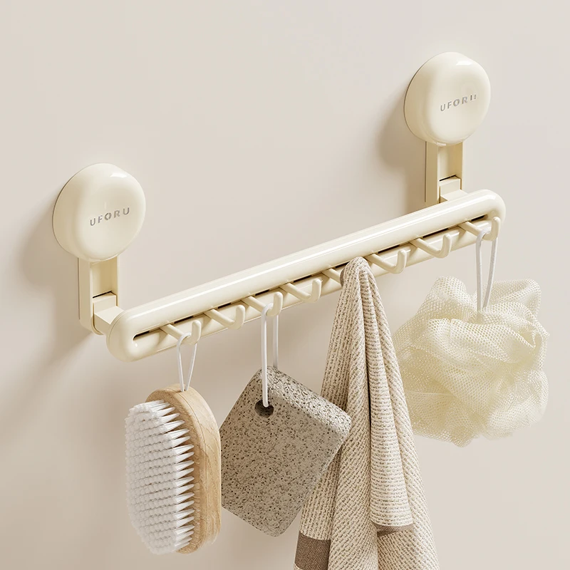 UFORU Bathroom towel rack Perforation-free wall hanging suction cup advanced sense bathroom wall hanging towel rack storage rack 2