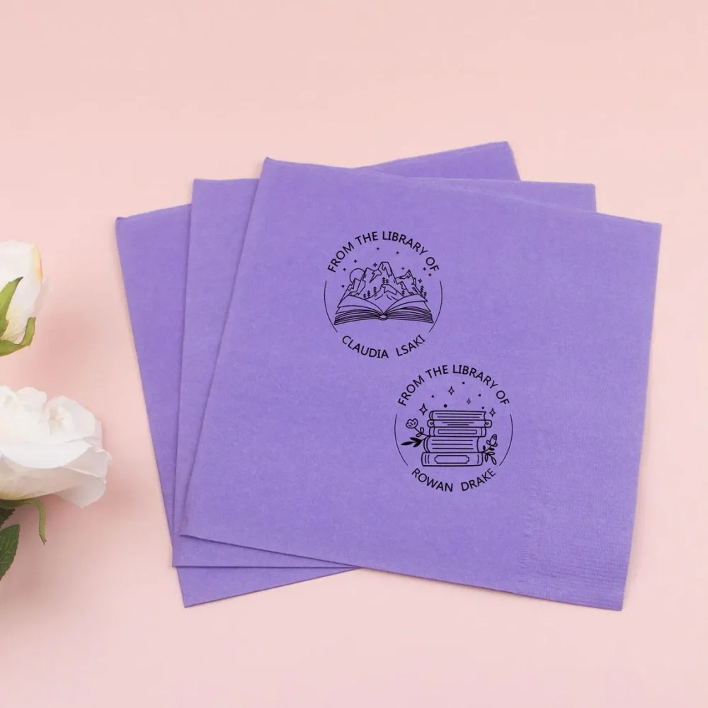 50 pcs Personalized Wedding Napkins,Gold Foil Wedding Napkins,Monogram Cocktail Napkins