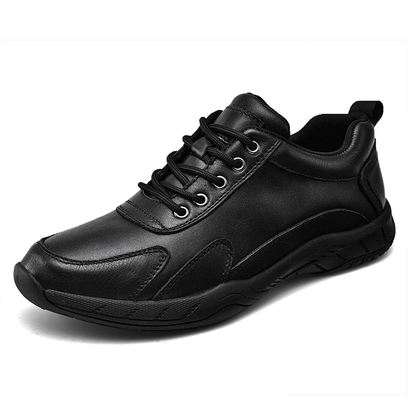 

Casual BLack Genuine Leather Shoes for Men Breathable Men's Outdoor Sneakers Adult Athletic Shoes Mens Walking Shoe Plus Size
