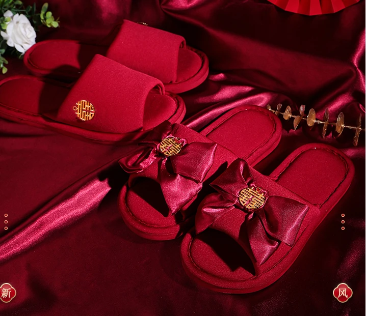 

Свадебные тапочки, праздничный красный, пара высококачественных