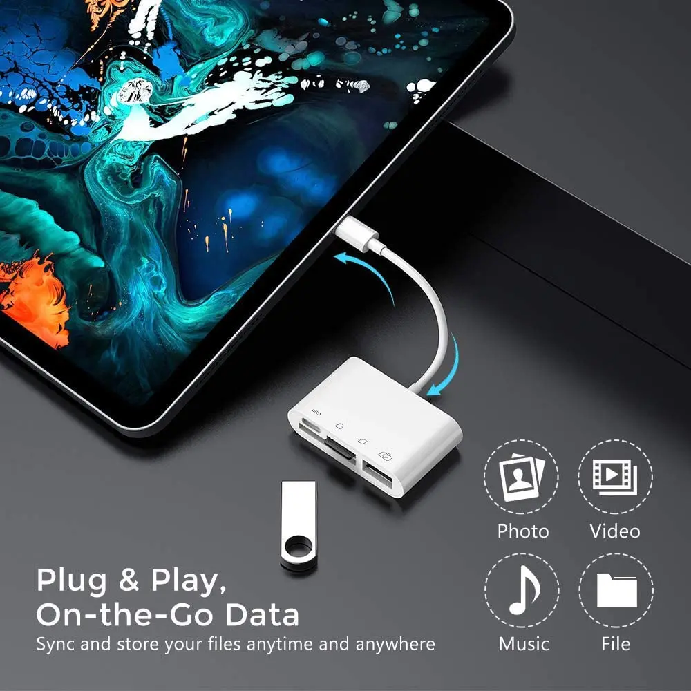 Type-c SD/Micro SD 카드 리더기 4 in 1 USB C 또는 Lightning-메모리 카드 어댑터(충전 포트 포함) USB 3.0 Female OTG 어댑터