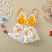 2022 Summer Baby Girls Rompers Toddler Jumpsuits Newborn Girl Sun Printed Sleeveless Infant Romper Baby Kid Clothes 0-4T 2