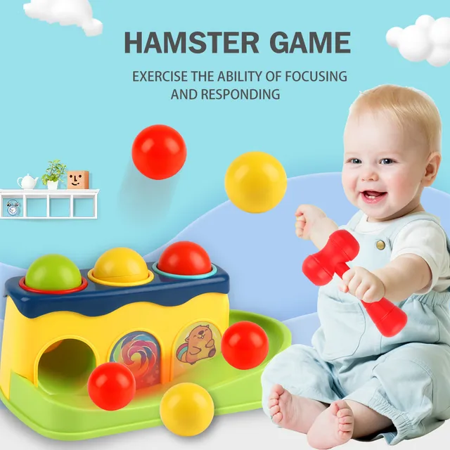 huanger Baby colorful hitting toys hammer kids preschool toys stack hand hammering ball box toy parent-child interactive toys 3