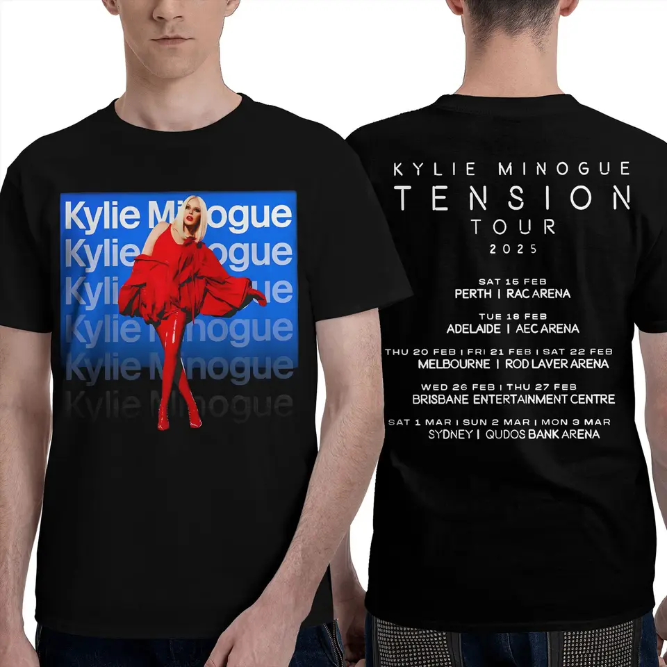 Novelty Kylie Minogue 2025 Tension Tour T-Shirts for Men