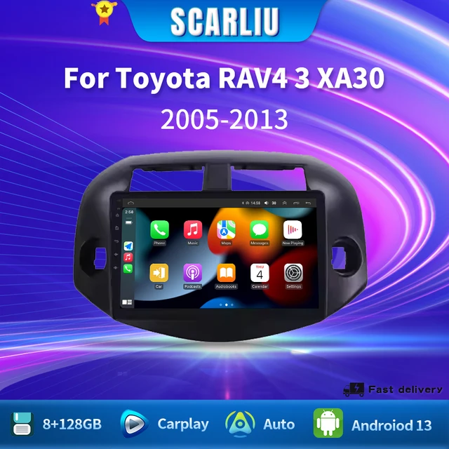 SCARLIU Android 10inch Car Player Radio For Toyota RAV4 3 XA30 2005-2013 GPS Carplay Android Auto Multimedia WIFI DSP Stereo