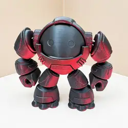 Charming 3D Printed Teddy Bear Robot Statue - Perfect for Home and Office Decor, Party & Christmas Gifts (Black red)