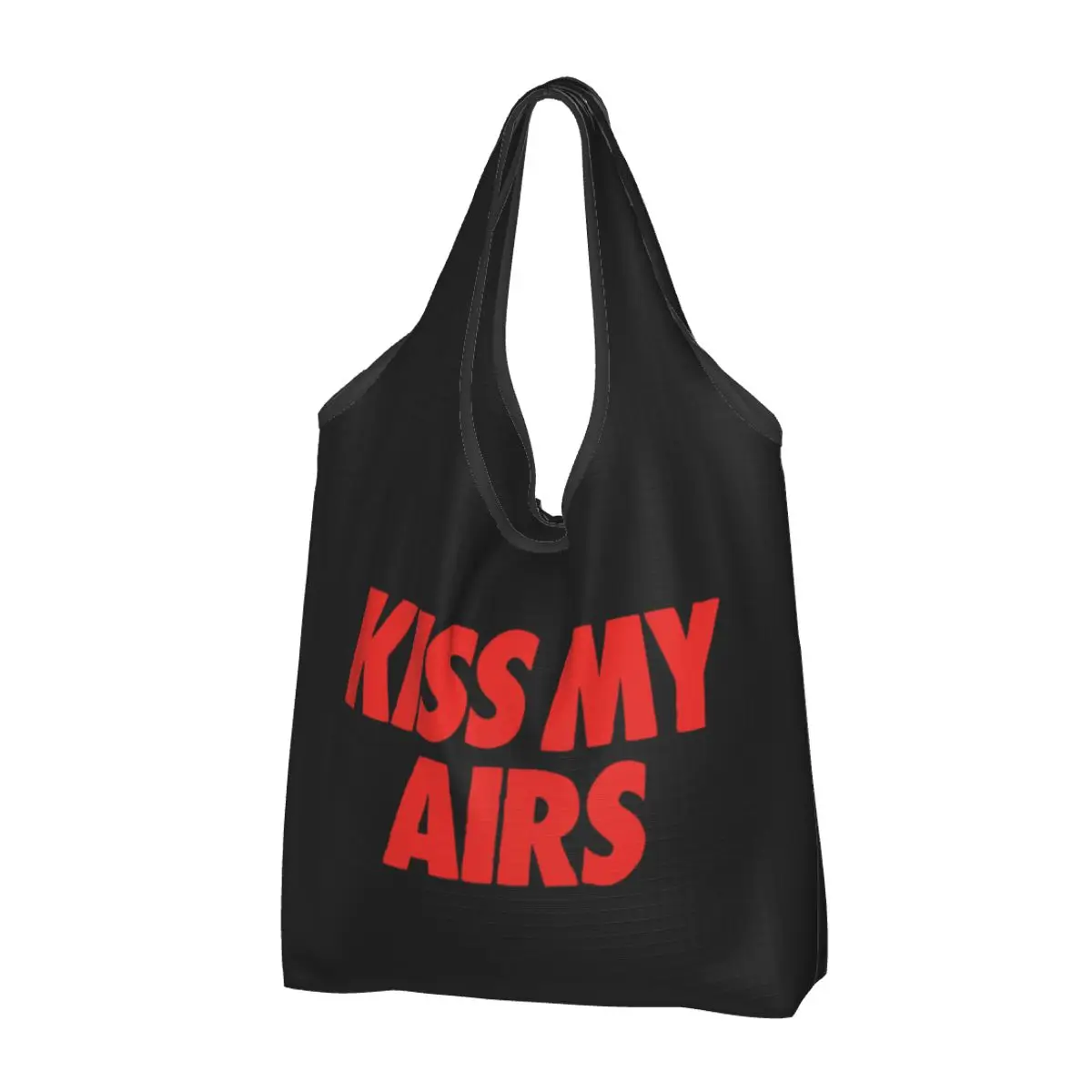 

Large Reusable Kiss My Airs Grocery Bags Recycle Foldable Shopping Tote Bag Washable Lightweight