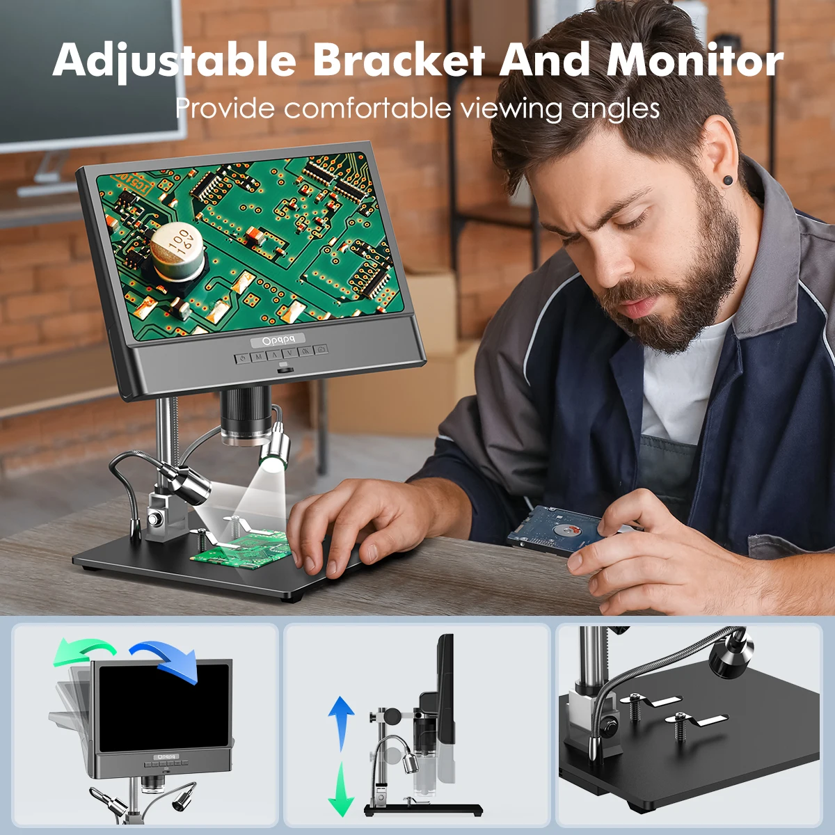 Remote Control Microscope Stand 1600X Digital Microscope 10