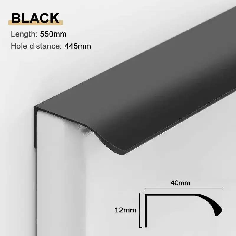 Gold Black Hidden Handles Long Kitchen Cabinet Pulls Drawer Knobs Aluminum Alloy Furniture Handles Cupboard Pulls Wardrobe Pulls - Image 23