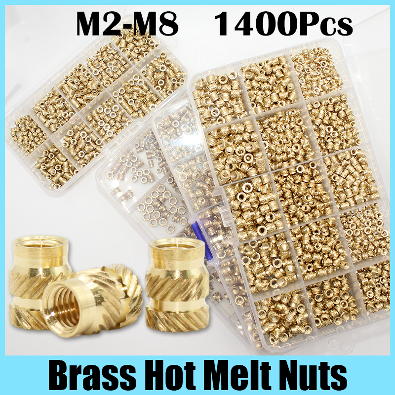 M2 M3 M4 M5 M6 M8 Brass Heat Insert Nut Assortment Set Hot Melt Knurled Threaded Insert Embedment Copper Nut 3d Print Nutinsert