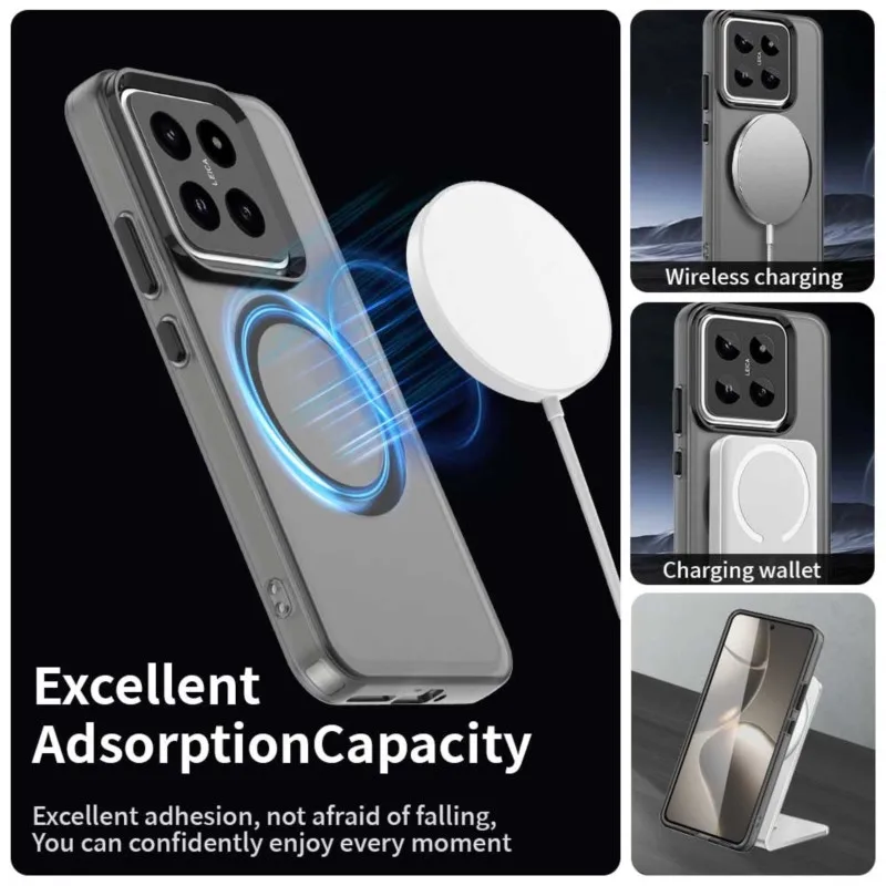 Luxury Matte Transparent Magnetic Phone Case - Shockproof and Wireless Charging Compatible