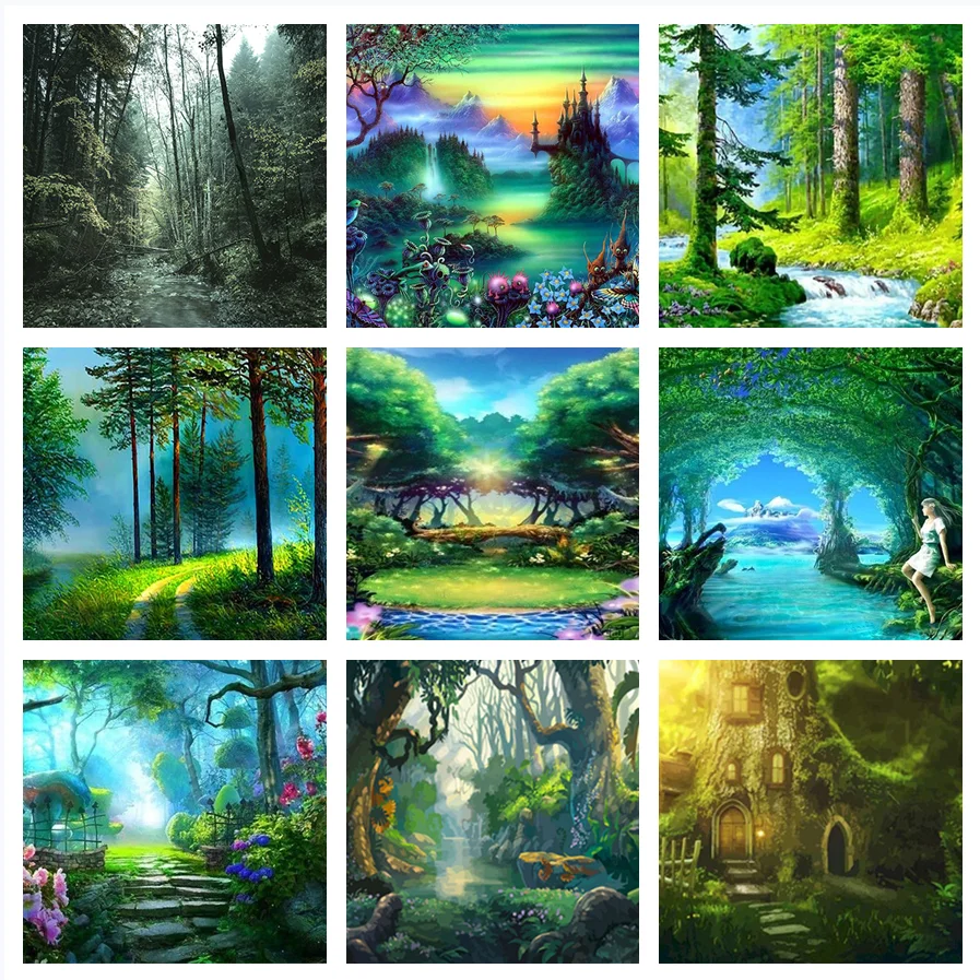 Digital Oil Painting Kit DIY Forest Landscape Paint By Number Suitable for Adult Hand Painted Home Living Room Decoration |
