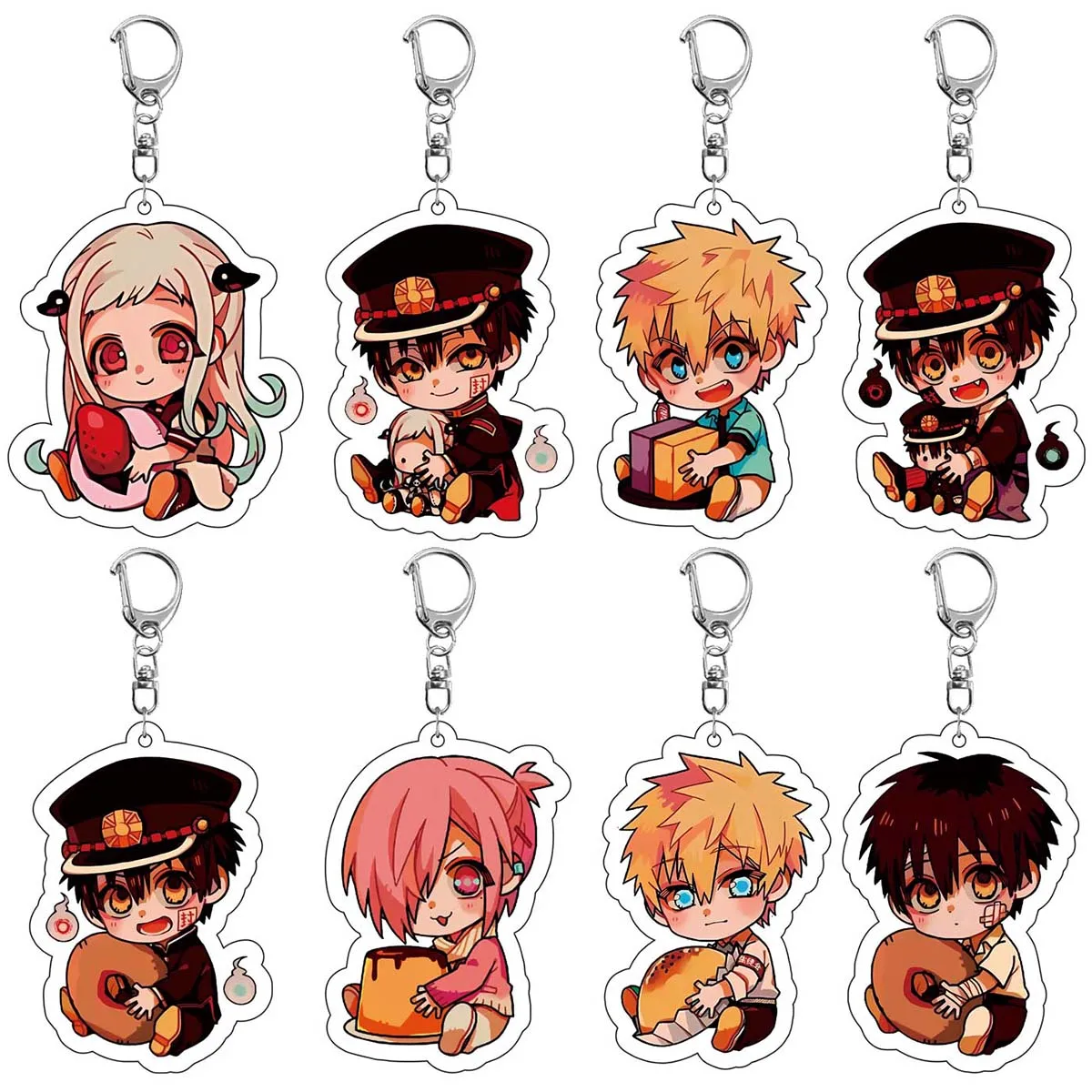 8 teile/satz Anime Hanako-kun Schlüsselbund Schlüssel Kette für Zubehör Nette Tasche Anhänger Schlüssel Ring Acryl Cartoon Freunde Geschenk großhandel