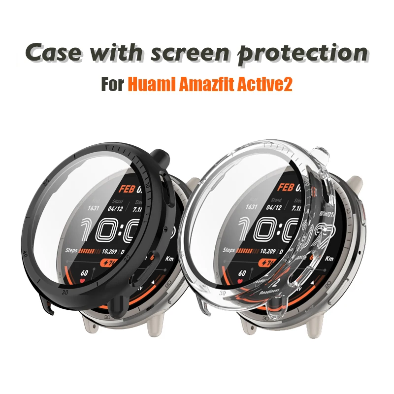 PC Case Bracelet Screen Protectors bezel for Huami Amazfit Active2 Smart watch Cover A2437 Glass film for Amazfit Active 2 Frame