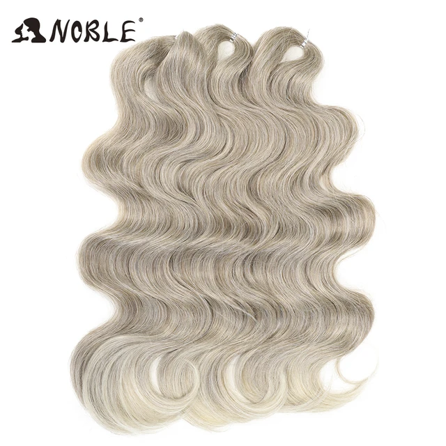 Tresses synthétiques ondulées au crochet-Noble, extensions de cheveux blonds ombrés, queue de cheval, faux cheveux doux, 24 po, 3 pièces 1