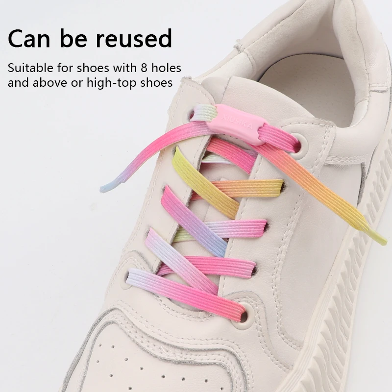 Innovation Elastic Laces Sneakers Rainbow Flats Shoe laces without ties Kids Adult No Tie Shoelaces Glitter Shoes Accessories
