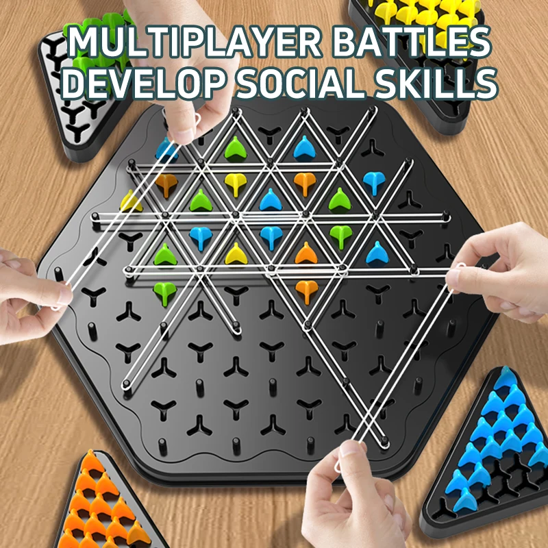 Board Game Board Game Toy Chain Triggle Chess Game Triggle Rubber Band Game For Kid Interactive Board Battle Set For Family Party Gift