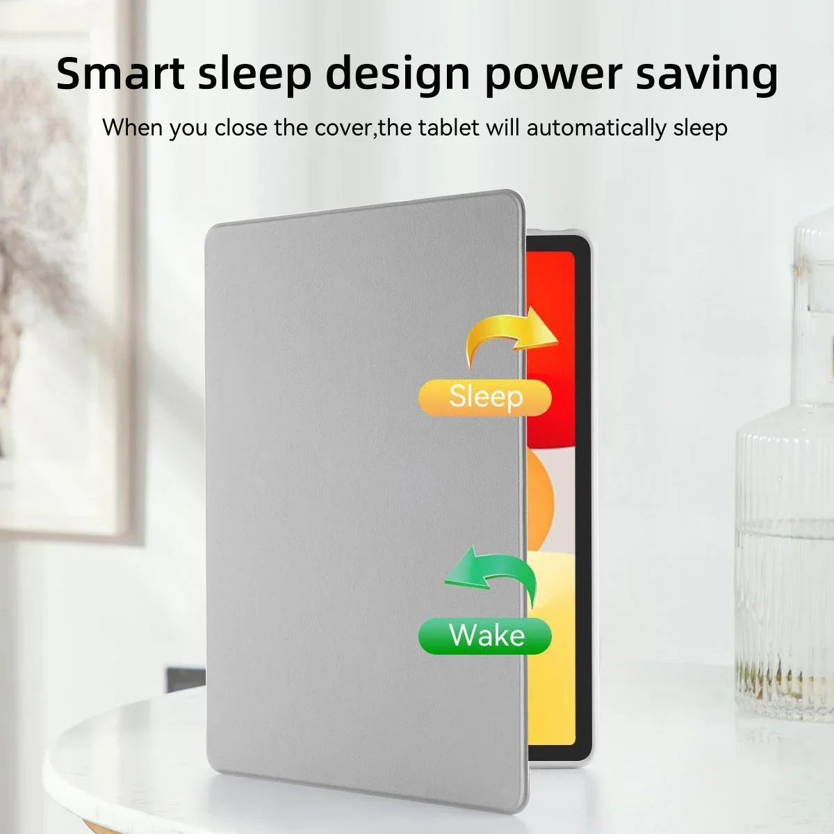 360° Rotating Clear Acrylic Tablet Case with Pencil Holder and Auto Sleep/Wake Feature, Shockproof Design